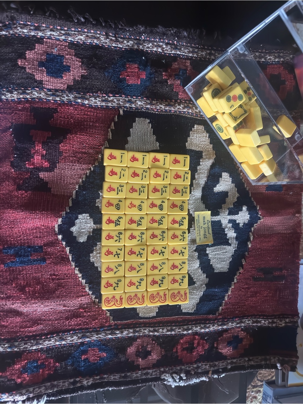 Vintage Cardinal butterscotch Yellow Mahjong Tile Set - Classic Home Games
